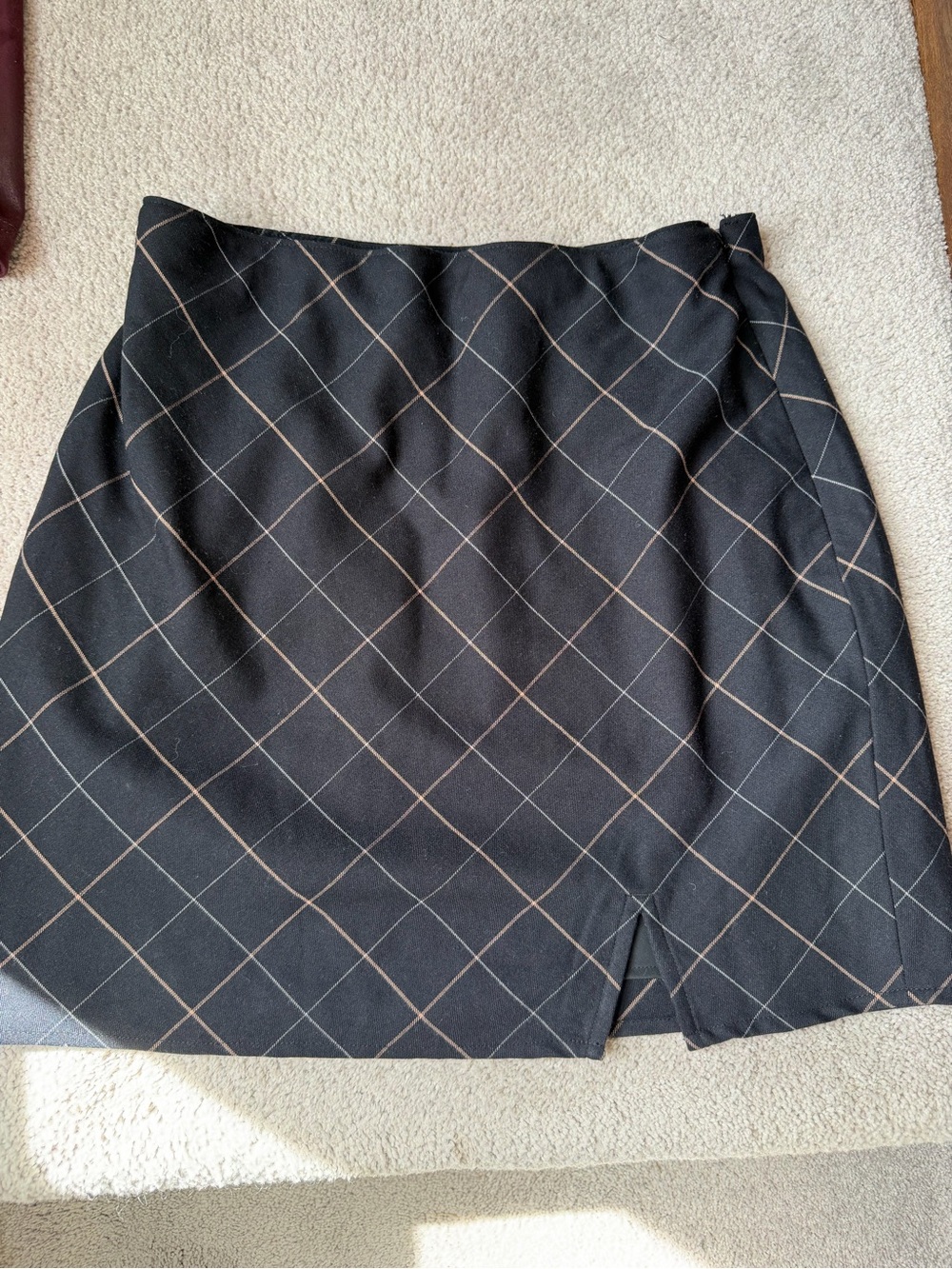 Abercrombie & Fitch Black Pencil Skirt with Tan Windowpane